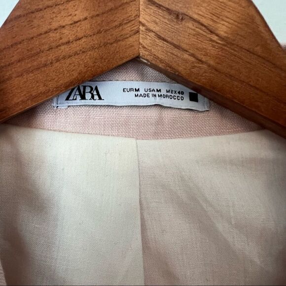 Zara Mens Pink Linen Suit Jacket Blazer - Picture 5 of 8